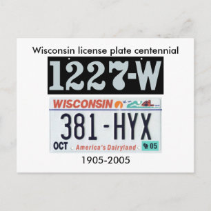 Wisconsin License Plate Centennial Postkarte