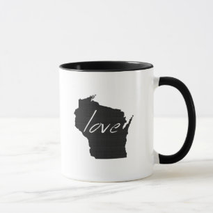 Wisconsin Liebe Staat Map Shaped Black Chalkboard Tasse