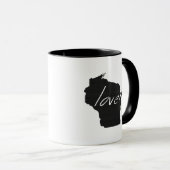 Wisconsin Liebe Staat Map Shaped Black Chalkboard Tasse (VorderseiteRechts)