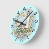 Wisconsin Lighthouse Runde Wanduhr (Winkel)