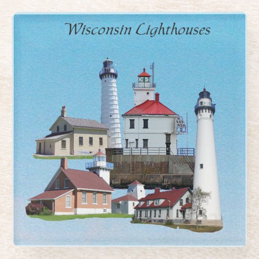 Wisconsin Lighthouses Glas Untersetzer (Vorderseite)