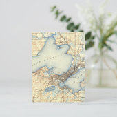 Wisconsin Madison Vintag Map Postkarte (Stehend Vorderseite)