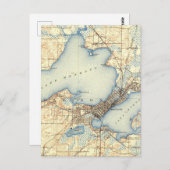 Wisconsin Madison Vintag Map Postkarte (Vorne/Hinten)