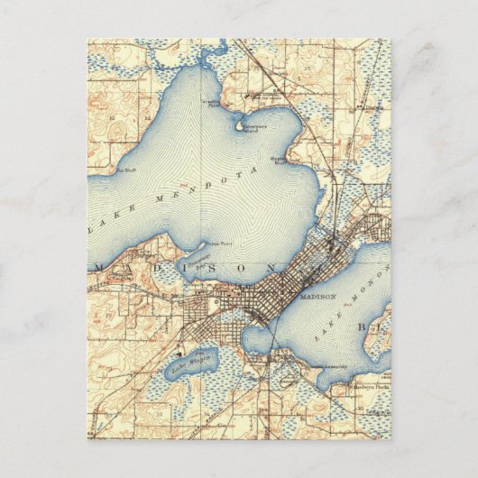 Wisconsin Madison Vintag Map Postkarte (Vorderseite)
