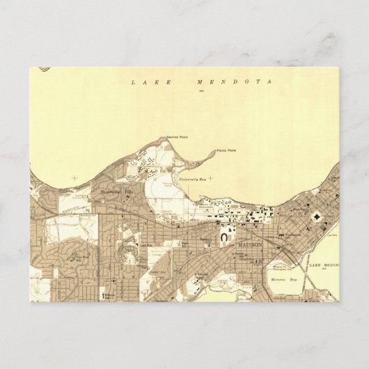 Wisconsin Madison Vintag Retro Map Postkarte (Vorderseite)