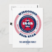 Wisconsin, Madison, WI, Patriotic, Monogram Postkarte (Vorne/Hinten)