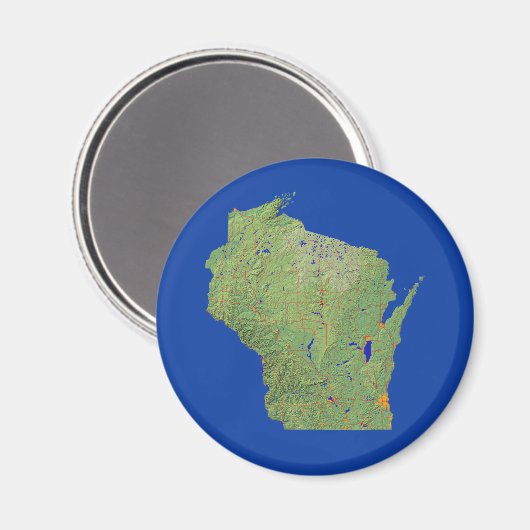 Wisconsin Map Magnet (Vorderseite/Rückseite)