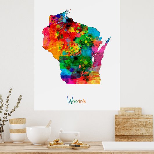 Wisconsin Map Poster (Küche)