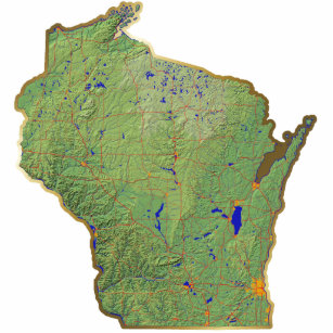 Wisconsin Map Schlüsselanhänger Cut Out Fotoskulptur Schlüsselanhänger