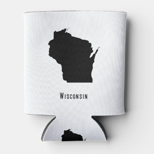 Wisconsin Map - Schwarz und Weiß Modernes Wisconsi Dosenkühler (Vorderseite)