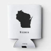 Wisconsin Map - Schwarz und Weiß Modernes Wisconsi Dosenkühler (Rückseite)