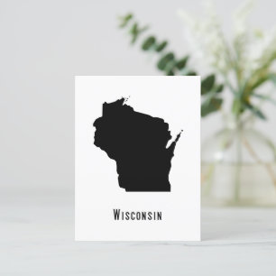 Wisconsin Map - Schwarz und Weiß Modernes Wisconsi Postkarte