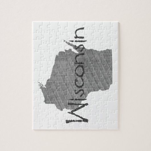 Wisconsin Map Shaped Old Gray Chalkboard Name Puzzle (Vertikal)