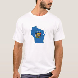 Wisconsin Map Shaped State Flag Wisconsinite Liebe T-Shirt