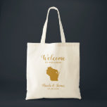 Wisconsin Map Wedding Welcome Bag, Gold Tragetasche<br><div class="desc">Hochzeitswochenende Begrüßungsgeschenktasche für Gäste,  die außerhalb der Stadt wohnen,  zu Ihrer Hochzeit,  mit dem Bild von Wisconsin,  mit dem Herzen,  das Sie an der genauen Stelle platzieren können. Fülle die Tasche mit deinen Lieblingsgoodies.</div>
