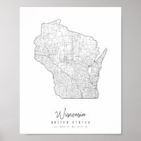 Wisconsin Minimal Street Map