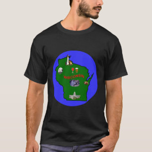 Wisconsin mit Staat Attraktionen Männer Unisex TDZ T-Shirt