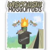 Wisconsin Moskitos Cartoon - Camping von Tiki Aufkleber (Vorderseite)