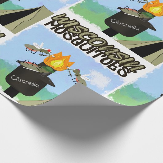 Wisconsin Moskitos Cartoon - Camping von Tiki Geschenkpapier (Ecke)