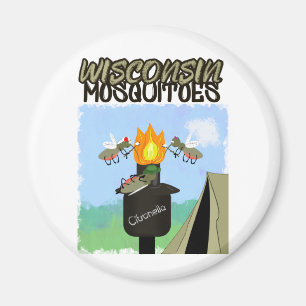 Wisconsin Moskitos Cartoon - Camping von Tiki Magnet