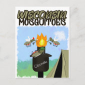Wisconsin Moskitos Cartoon - Camping von Tiki Postkarte (Vorderseite)