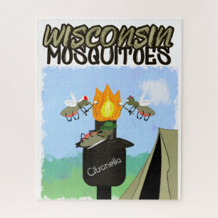 Wisconsin Moskitos Cartoon - Camping von Tiki Puzzle