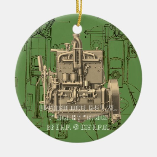 Wisconsin Motor Milwaukee Wisconsin Gas Motor K Keramik Ornament (Vorne)