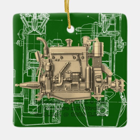 Wisconsin Motor Milwaukee Wisconsin Gas Motor X Keramikornament (Vorderseite)