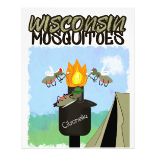 Wisconsin-Mücken-Cartoon - Camping mit Tiki Fotodruck