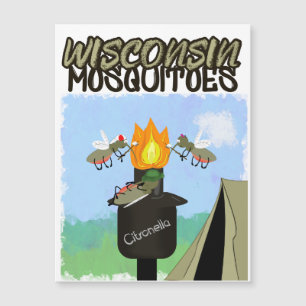 Wisconsin-Mücken-Cartoon - Camping mit Tiki Magnetkarte