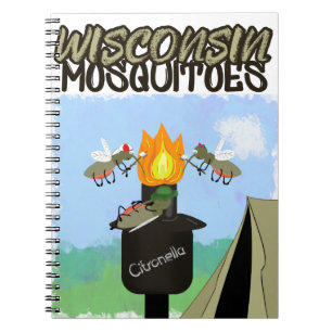 Wisconsin-Mücken-Cartoon - Camping mit Tiki Notizblock