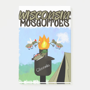 Wisconsin-Mücken-Cartoon - Camping mit Tiki Post-it Klebezettel