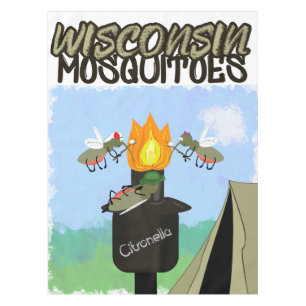 Wisconsin-Mücken Cartoon - Camping mit Tiki Tischdecke