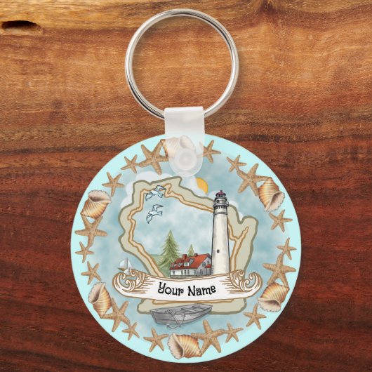 Wisconsin Muscheln Lighthouse Schlüsselanhänger (Vorderseite)