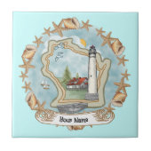 Wisconsin Muscheln Lighthouse Tile Fliese (Vorderseite)