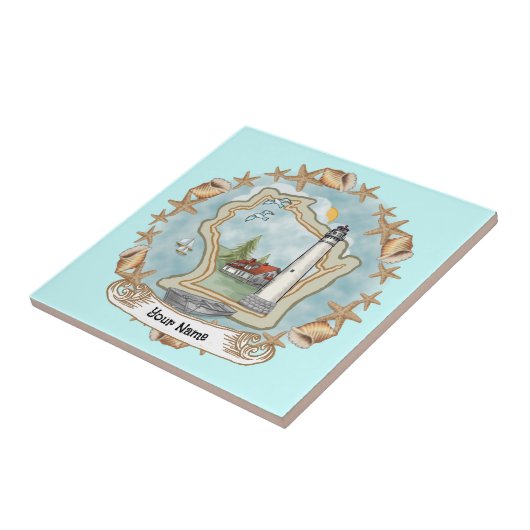 Wisconsin Muscheln Lighthouse Tile Fliese (Seite)
