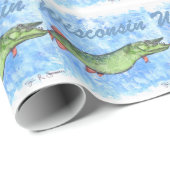 Wisconsin Muskie Geschenkpapier (Rolleneckpunkt)