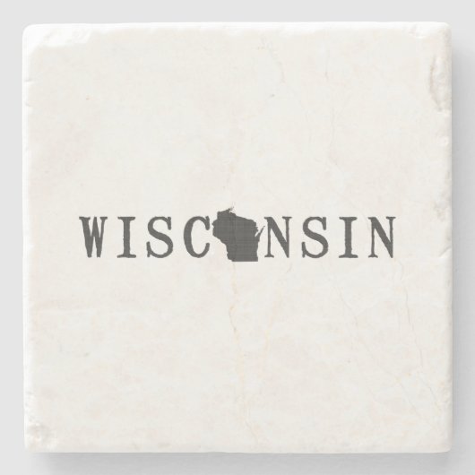 Wisconsin Name mit Staat Shaped Letter Word Art Steinuntersetzer (Vorderseite)