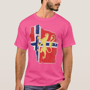 Wisconsin Norwegische Nordnorwegische Flagge Vin T-Shirt