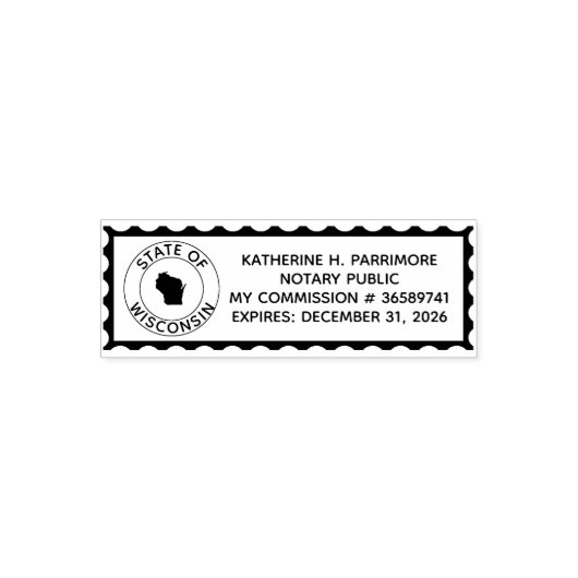 Wisconsin Notary Public Self Inking Rubber Briefma Permastempel (Design)