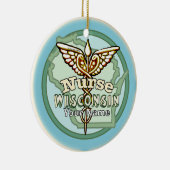 Wisconsin Nurse Caduceus Keramik Ornament (Rechts)