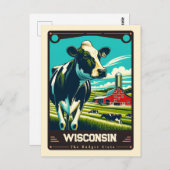 Wisconsin | Patriotischer Geist Vintage Postkarte (Vorne/Hinten)