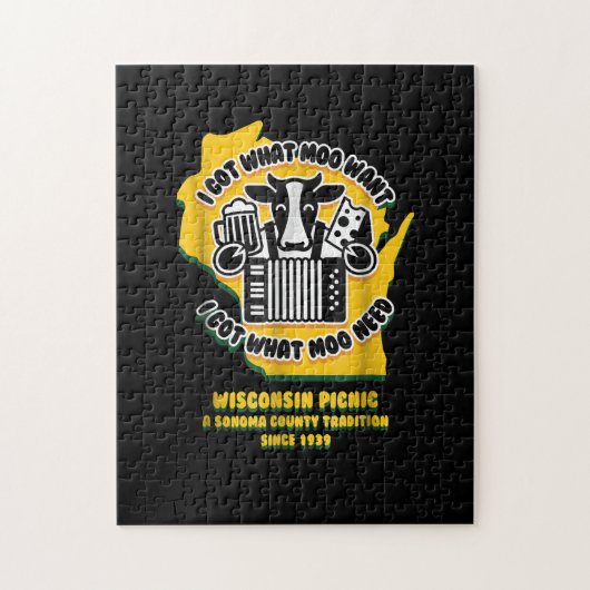 Wisconsin Picnic Cow Beer, Käse & Accordion Puzzle (Vertikal)