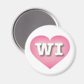 Wisconsin Pink Fade Heart - I Liebe WI Magnet (Vorderseite/Rückseite)