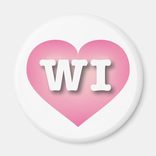 Wisconsin Pink Fade Heart - I Liebe WI Magnet (Vorne)