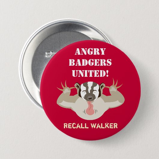 Wisconsin Politics_Angry Badgers United_Recall Button (Vorne & Hinten)