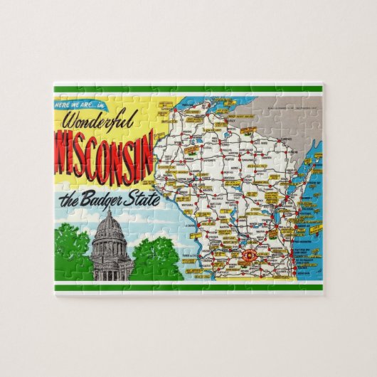 Wisconsin Postcard Karte Jigsaw Puzzle (Horizontal)