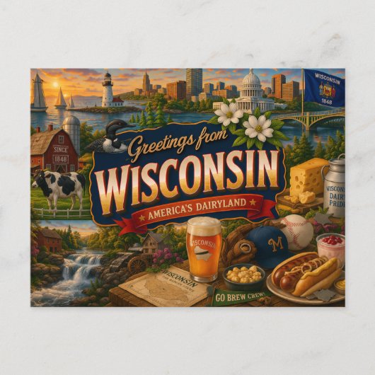 Wisconsin Postcard Postkarte (Vorderseite)