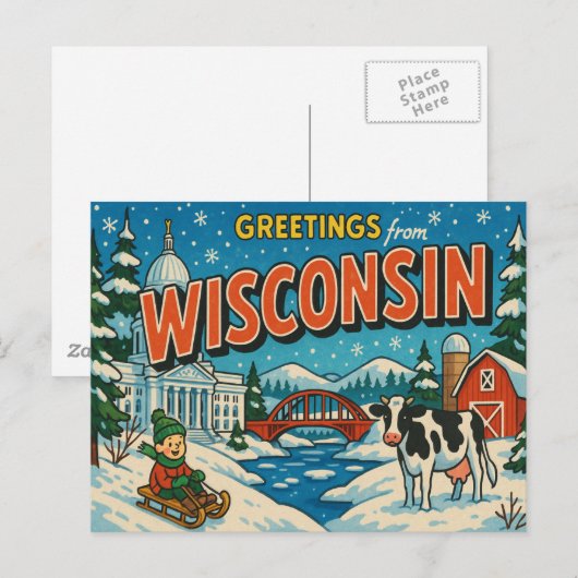 WISCONSIN Postkarte (Vorne/Hinten)