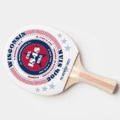 Wisconsin Pride Circular Typogramm Monogramm Tischtennis Schläger (Seitenansicht)